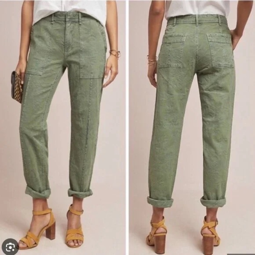 NWT Anthropologie The Wanderer Palm forest green Leaf Utility Pants size 25